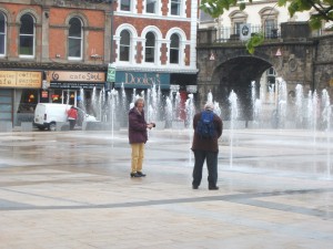 Florence and David recording the water features